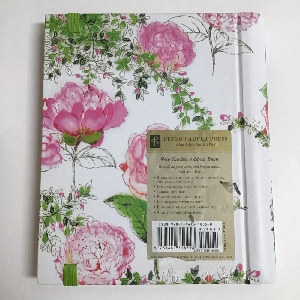 Rose Garden Large Address Book Peter Pauper Press Pink Floral Hardcover Spiral